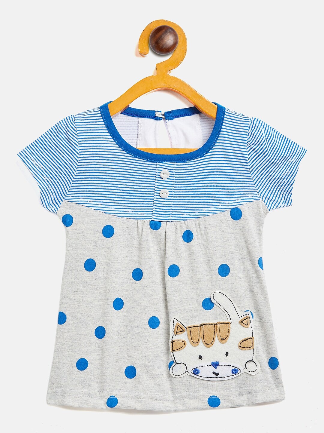 

Camey Girls Printed Cotton A-Line Dress, Blue