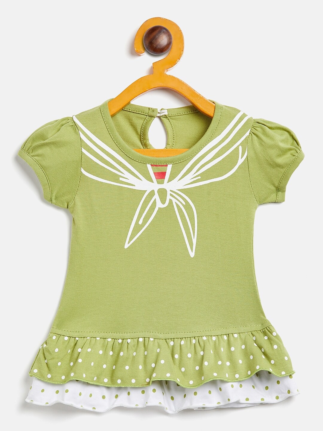 

Camey Girls Printed Cotton A-Line Dress, Green