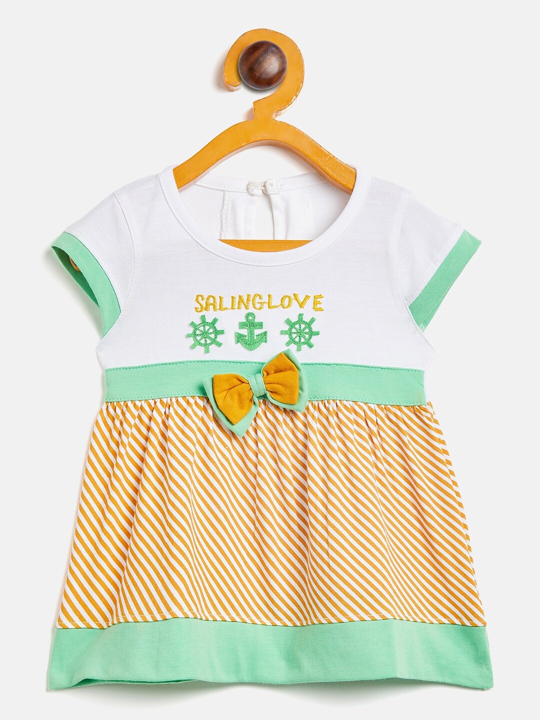 

Camey Girls Printed Cotton A-Line Dress, Green
