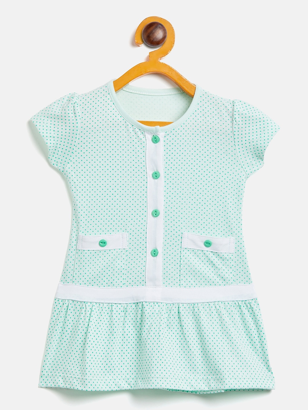 

Camey Girls Printed Cotton A-Line Dress, Green