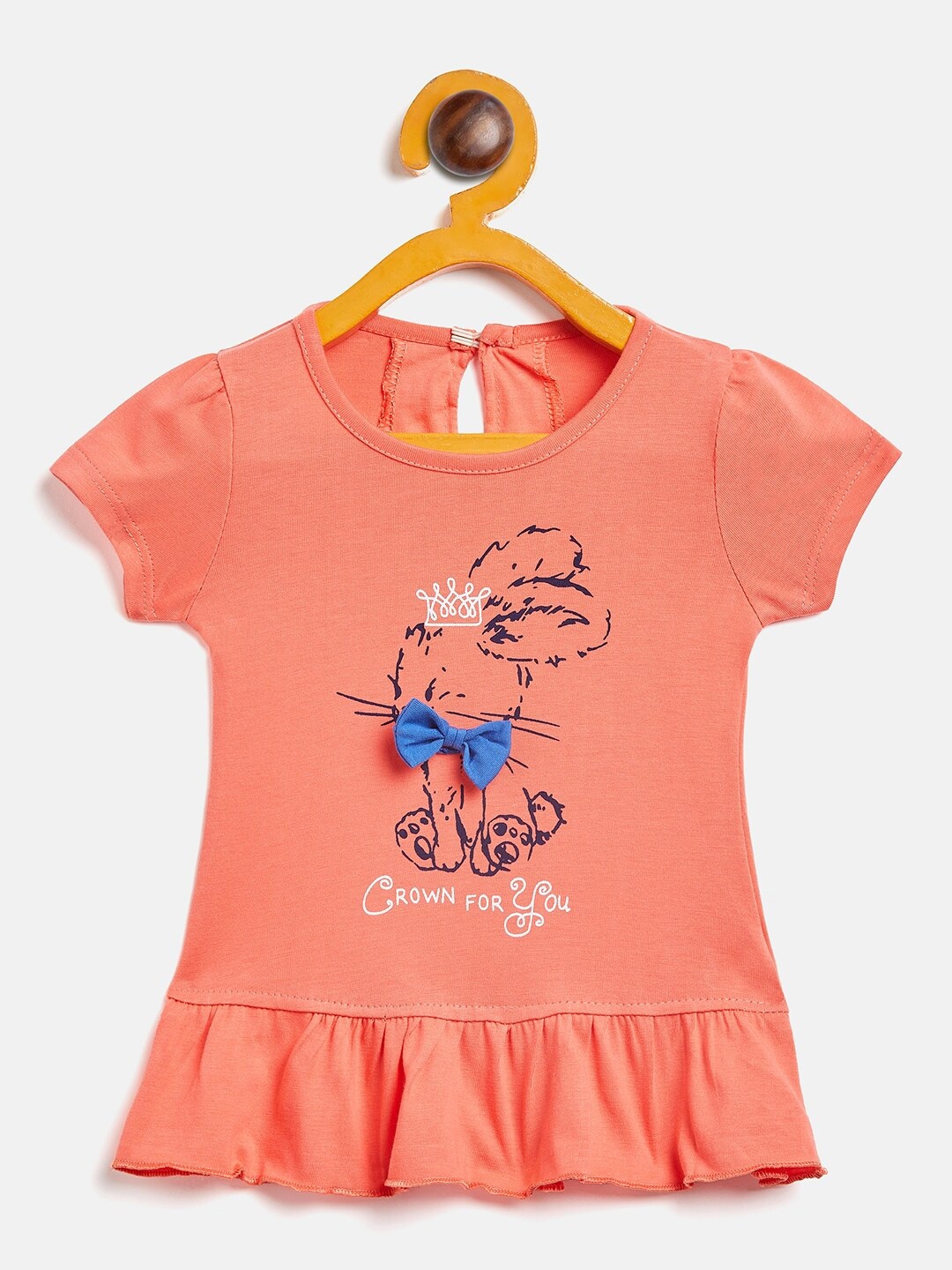 

Camey Infant Girls Graphic Printed Bow Detail Drop-Waist Cotton Dress, Pink