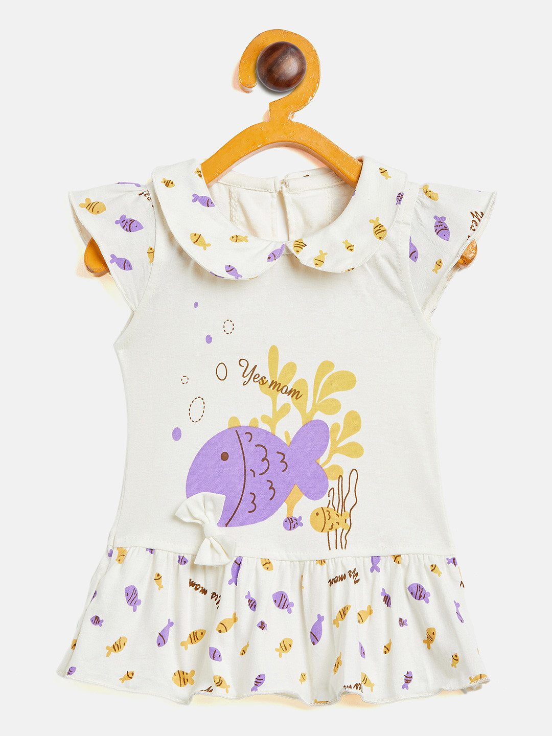 

Camey Infant Girls Conversational Printed Drop-Waist Dress, White