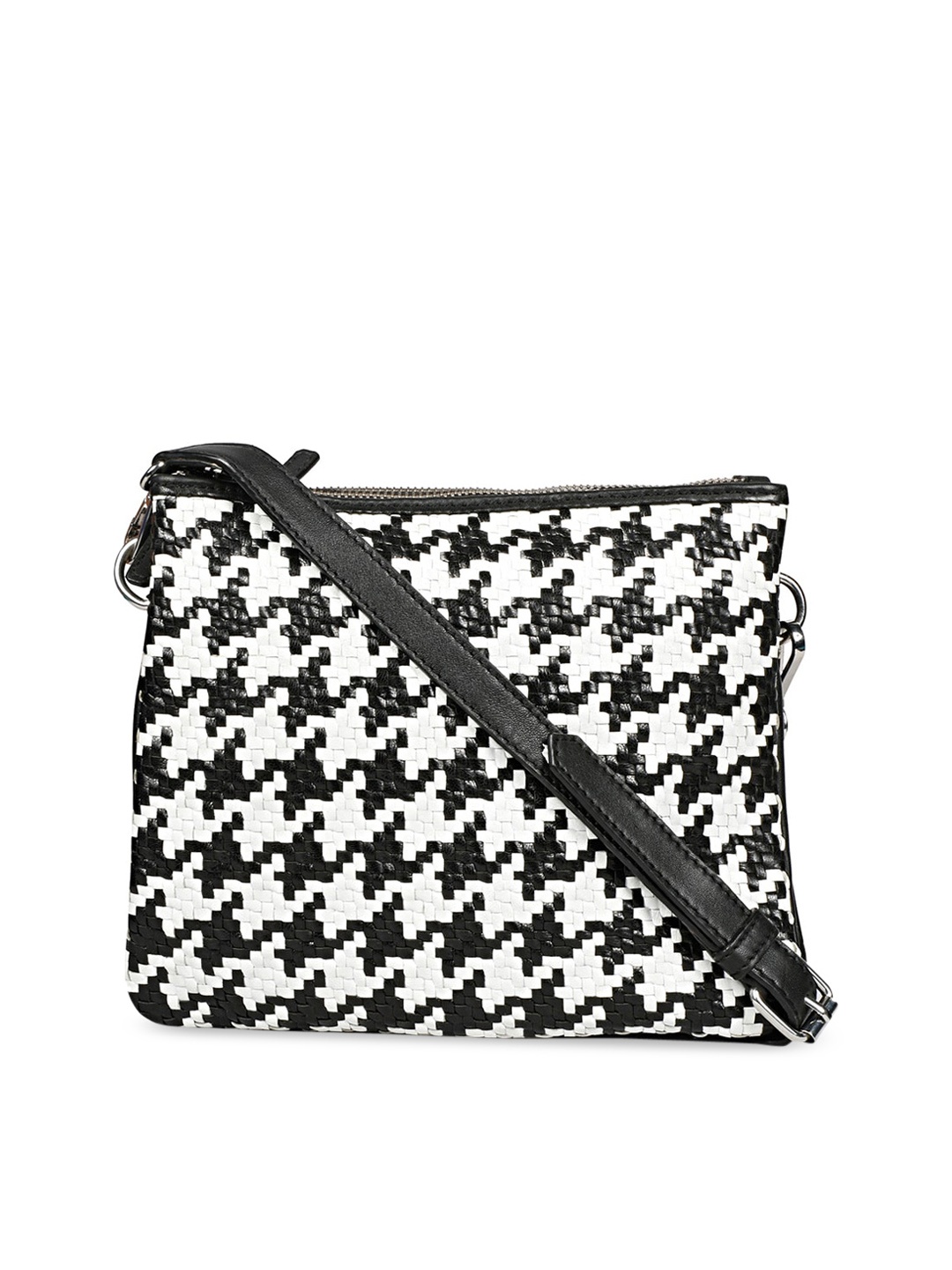

Saint G Textured Leather Structured Sling Bag, Black