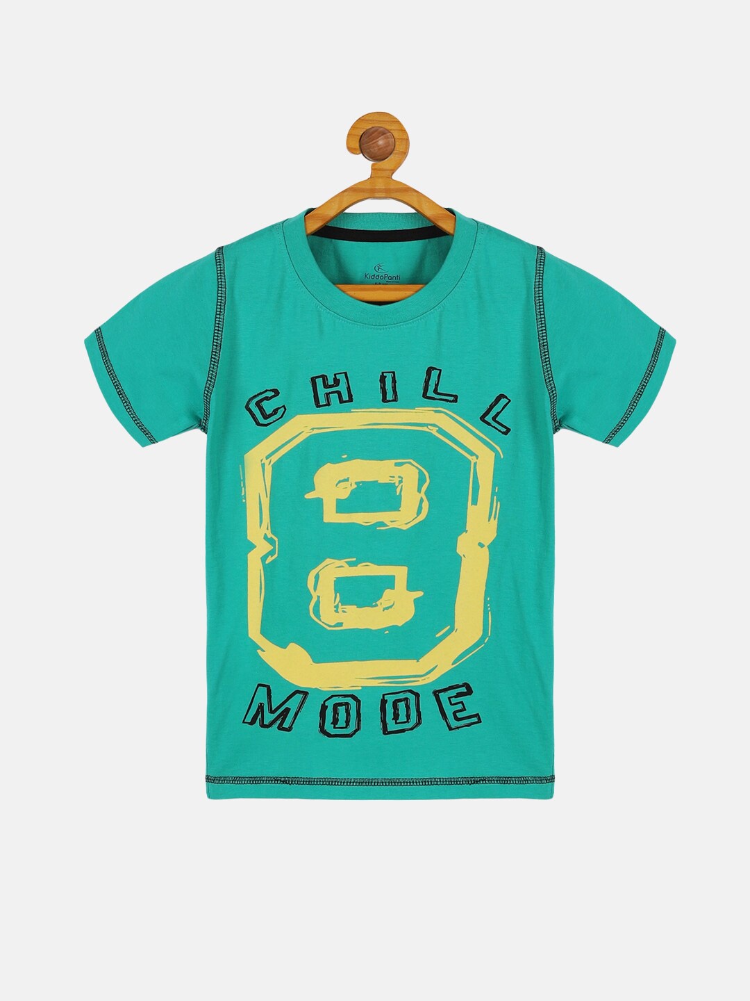 

KiddoPanti Boys Typography Printed Pure Cotton T-shirt, Green