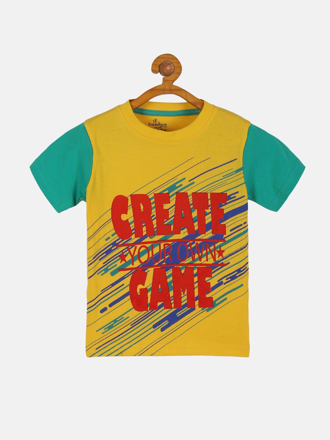

KiddoPanti Boys Typography Printed Cotton T-shirt, Yellow