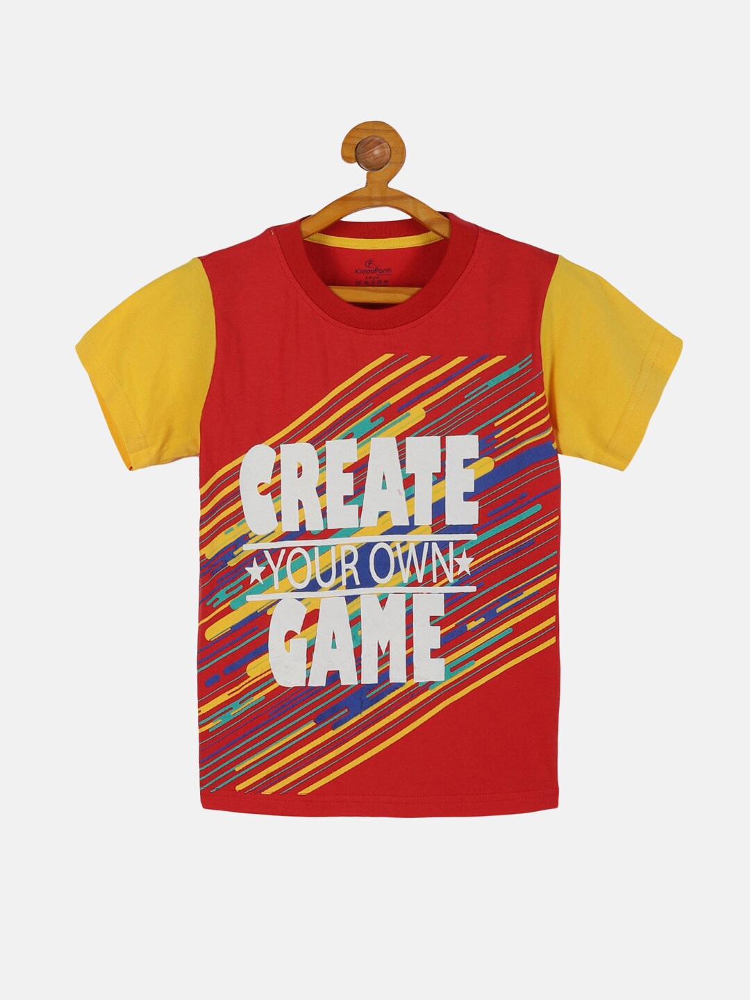 

KiddoPanti Boys Typography Printed Pure Cotton T-shirt, Red