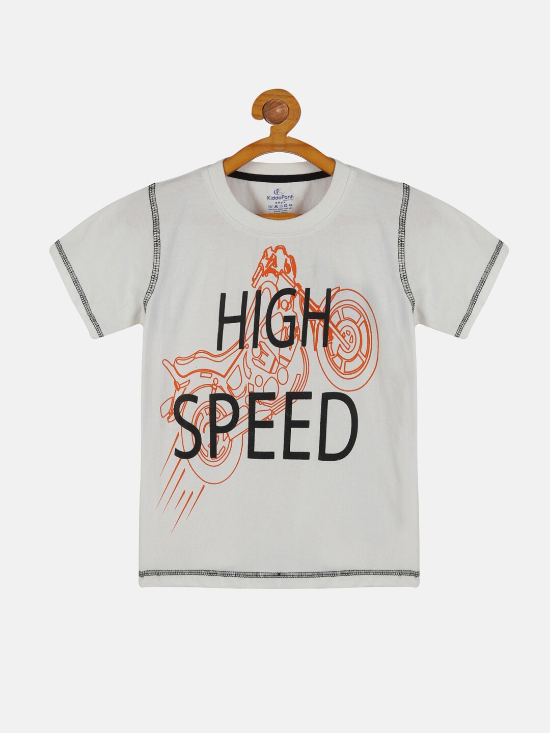 

KiddoPanti Boys Typography Printed Cotton T-shirt, Off white
