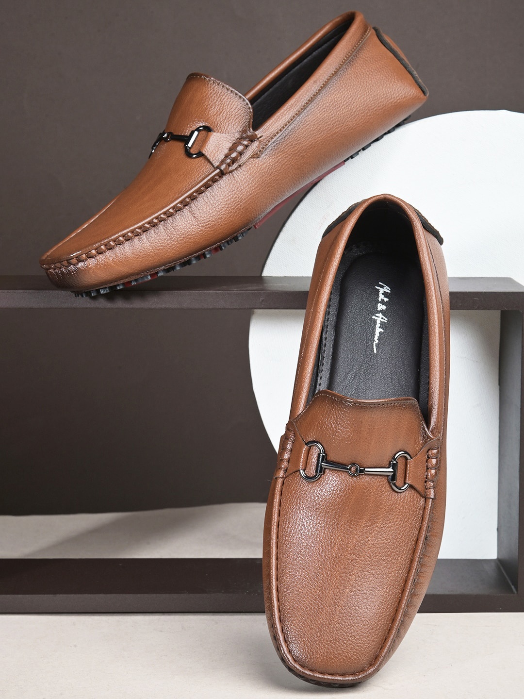 

Mast & Harbour Men Textured Horsebit Loafers, Tan