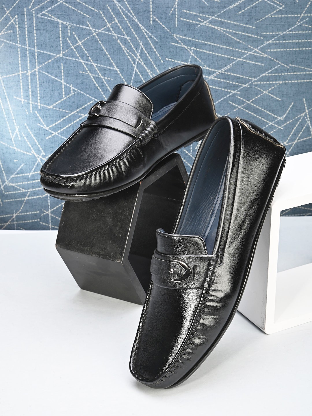 

Mast & Harbour Men Round Toe Slip On Loafers, Black