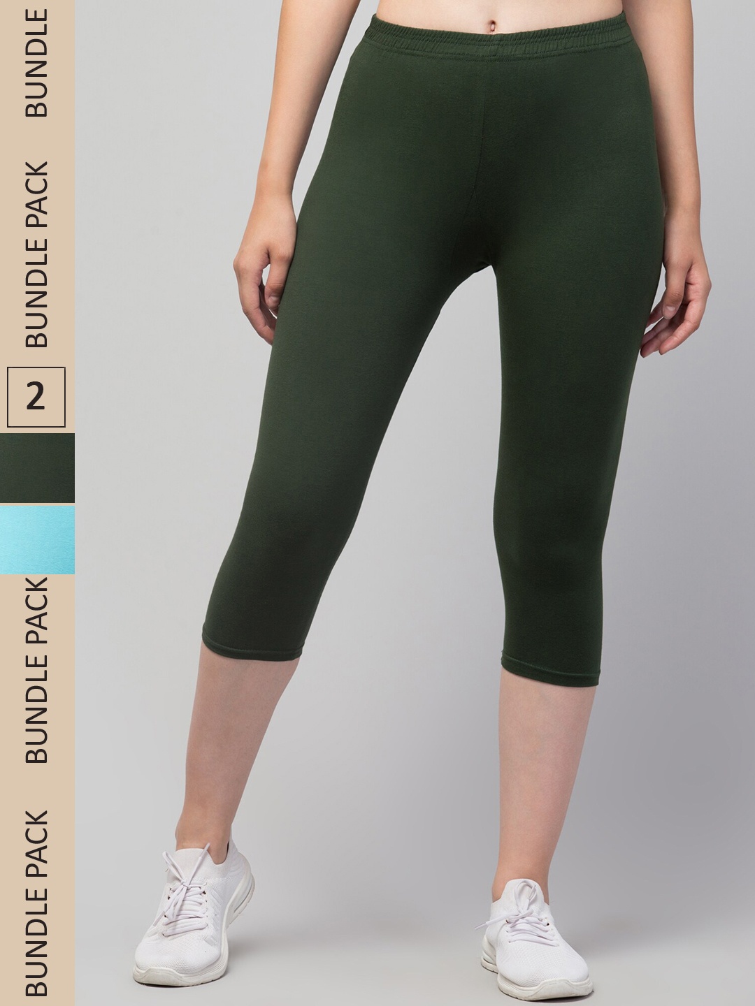 

Apraa & Parma Women Pack Of 2 Skinny Fit Capris, Turquoise blue