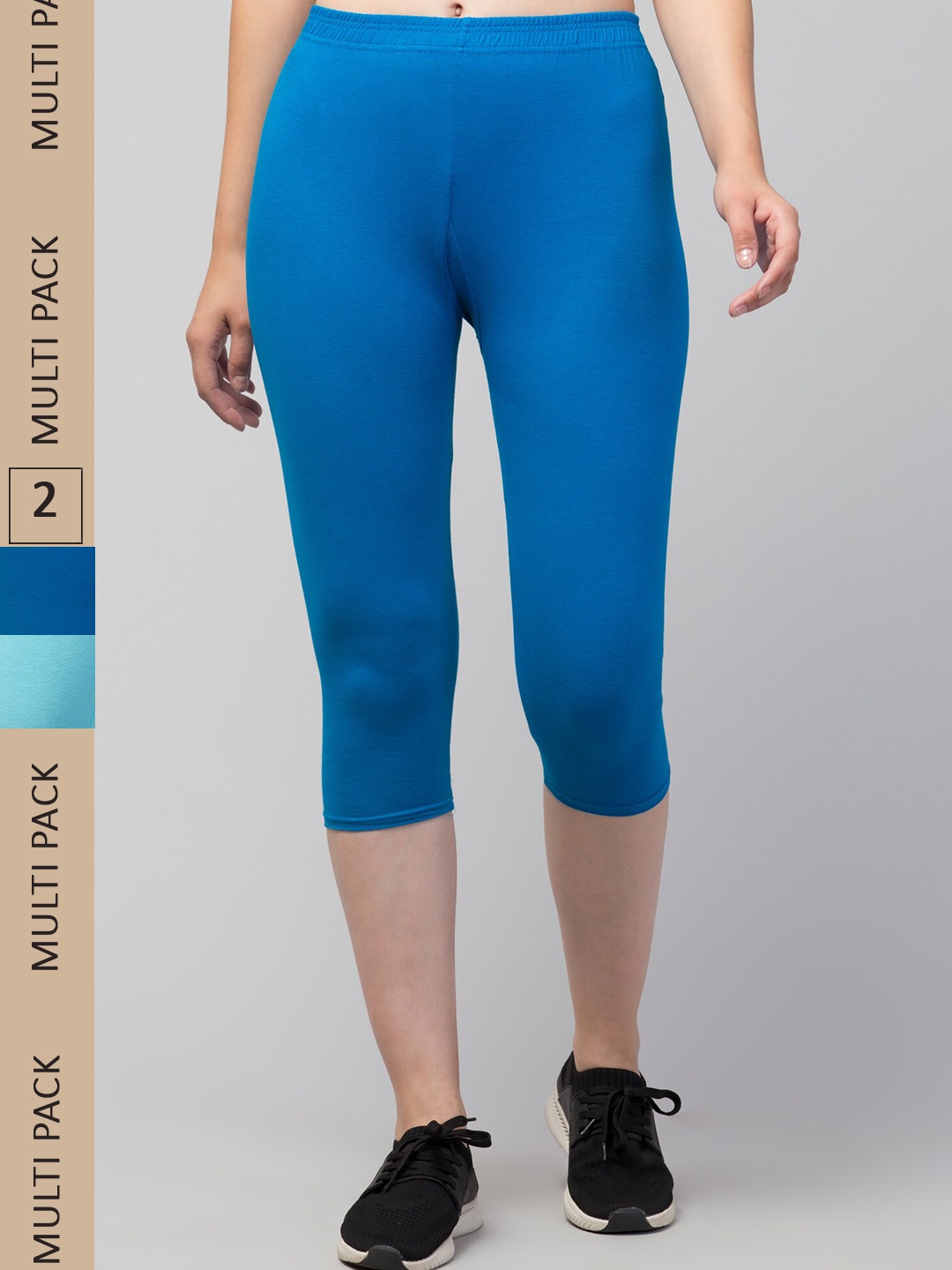 

Apraa & Parma Women Pack Of 2 Skinny Fit Capris, Turquoise blue