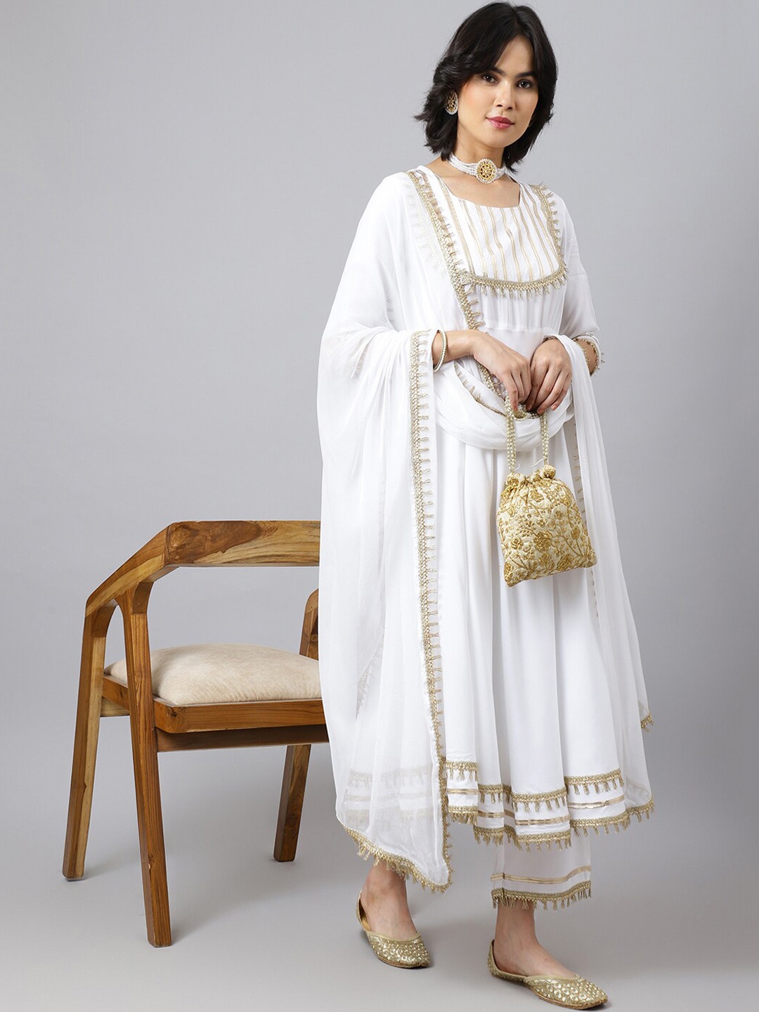 

Khushal K Gotta Patti Kurta with Palazzos & Dupatta, White