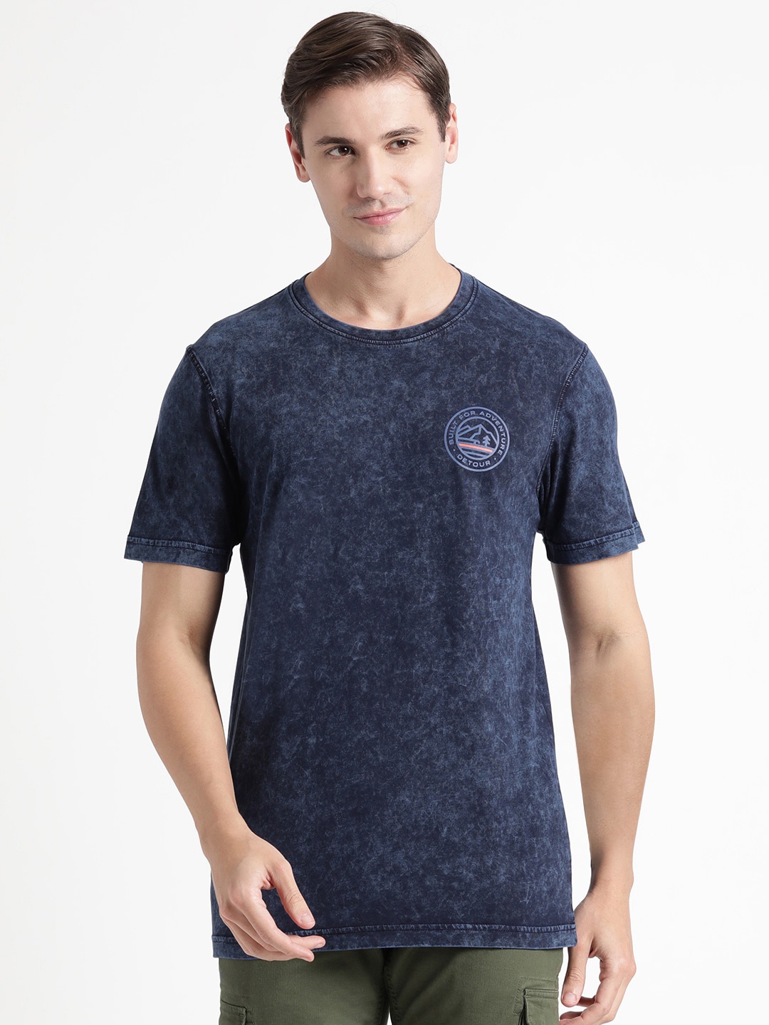 

Wildcraft Indigo Crew Neck Cotton Vintage Wash Rapid-Dry Anti-odour Breathable T-shirt, Blue