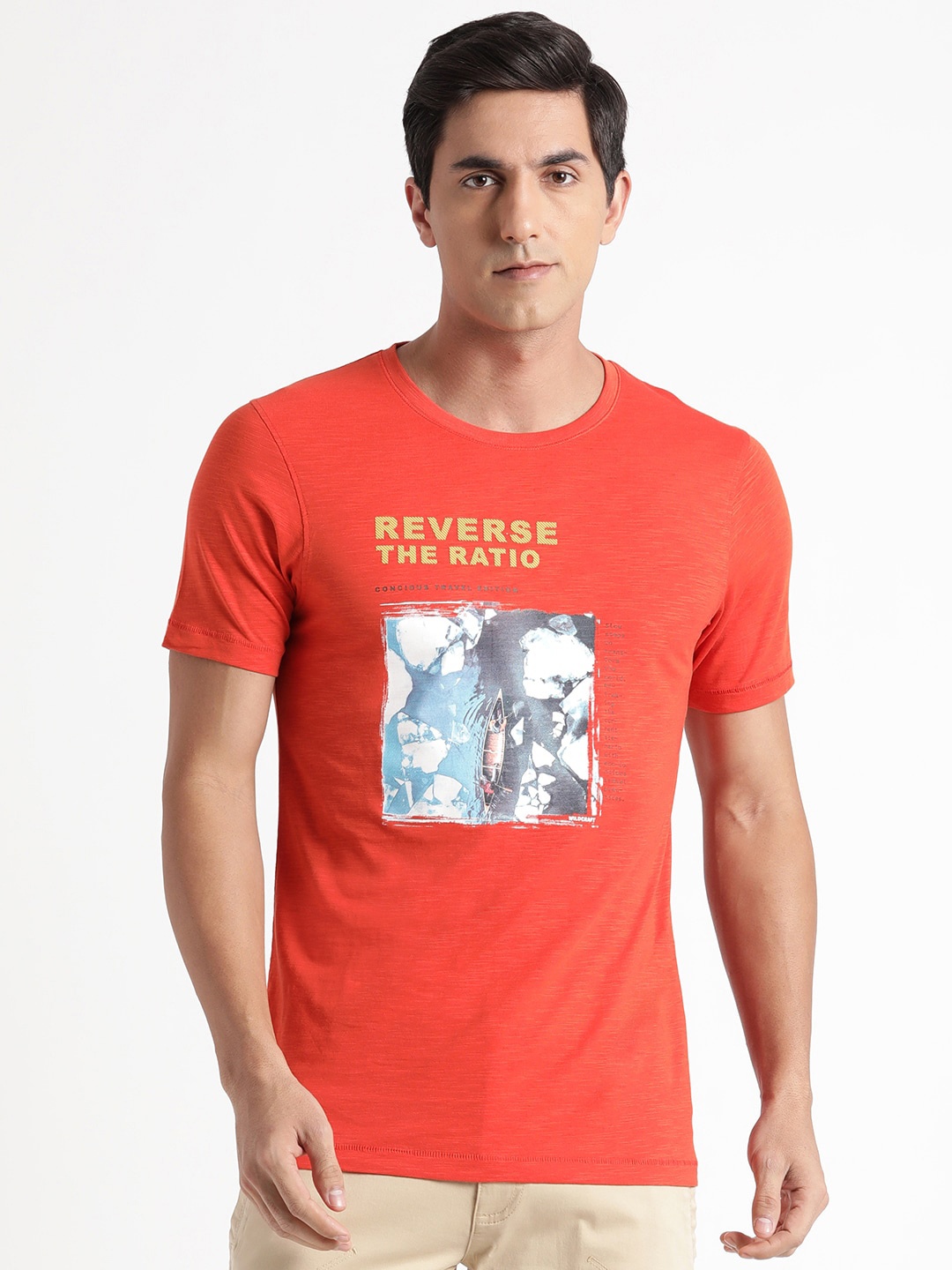 

Wildcraft Graphic Printed Pure Cotton Rapid-Dry T-shirt, Orange