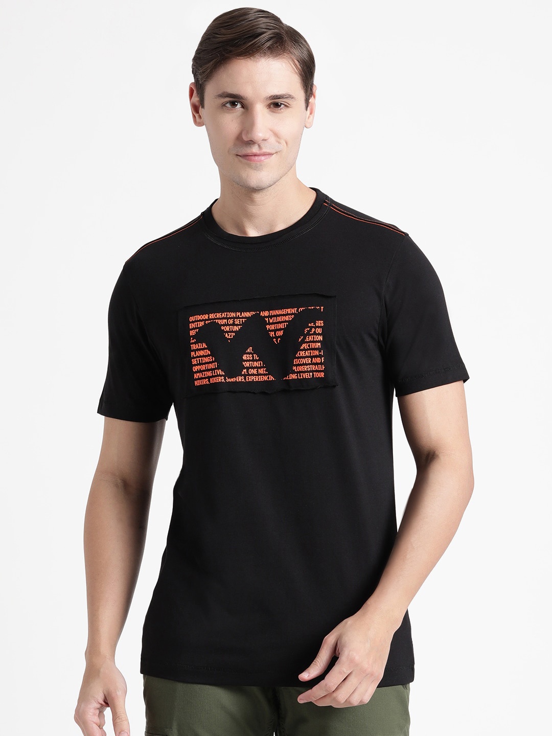 Wildcraft Typography Printed Pure Cotton Rapid-Dry T-shirt, Black