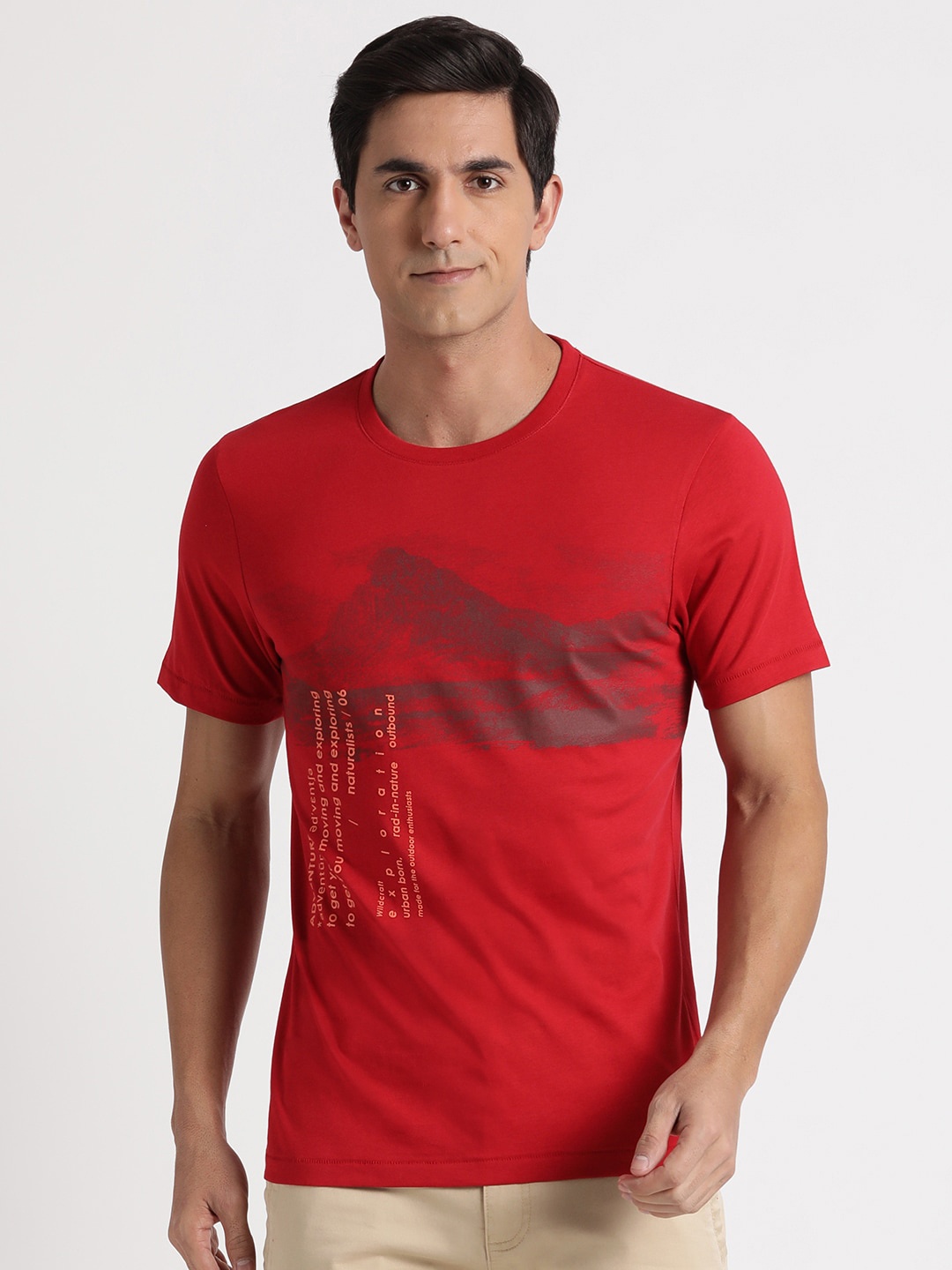 Wildcraft Graphic Printed Rapid-Dry Pure Cotton T-shirt, Red