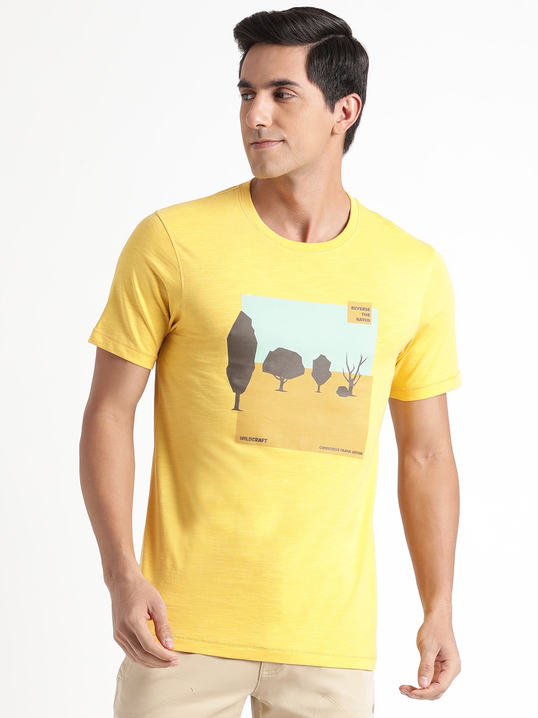

Wildcraft Graphic Printed Rapid-Dry Pure Cotton T-shirt, Yellow