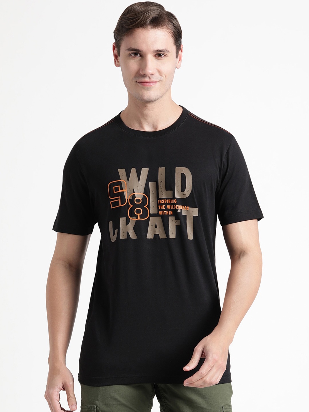 

Wildcraft Typography Printed Rapid-Dry Pure Cotton T-shirt, Black