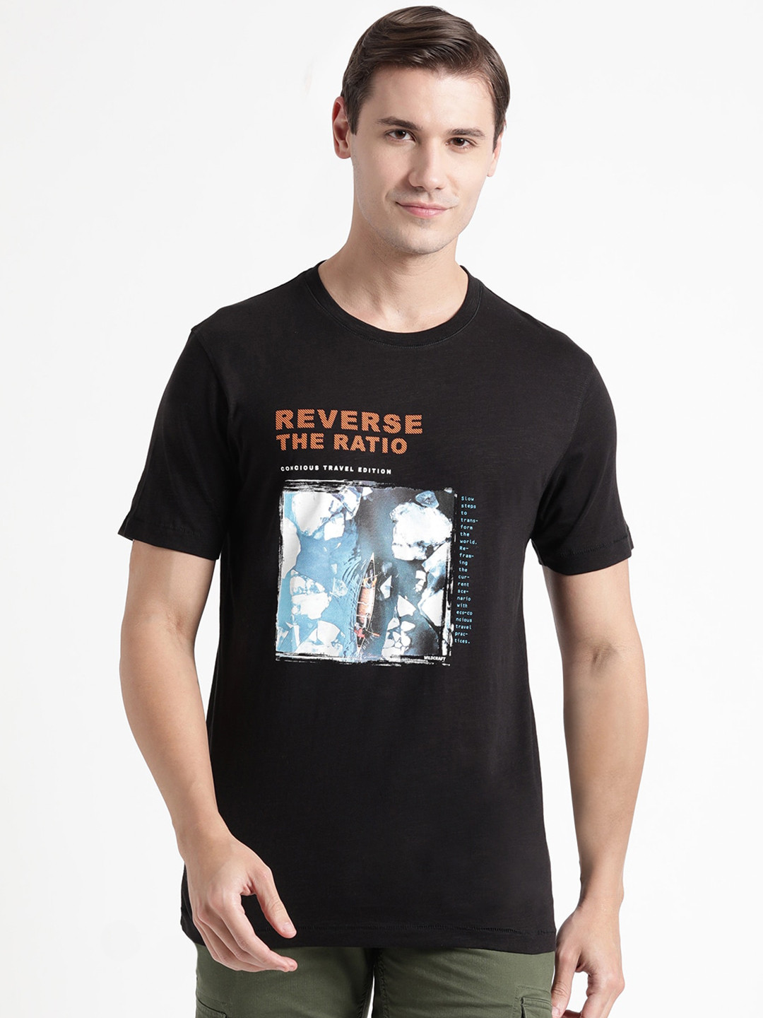 

Wildcraft Graphic Printed Pure Cotton Rapid-Dry T-shirt, Black