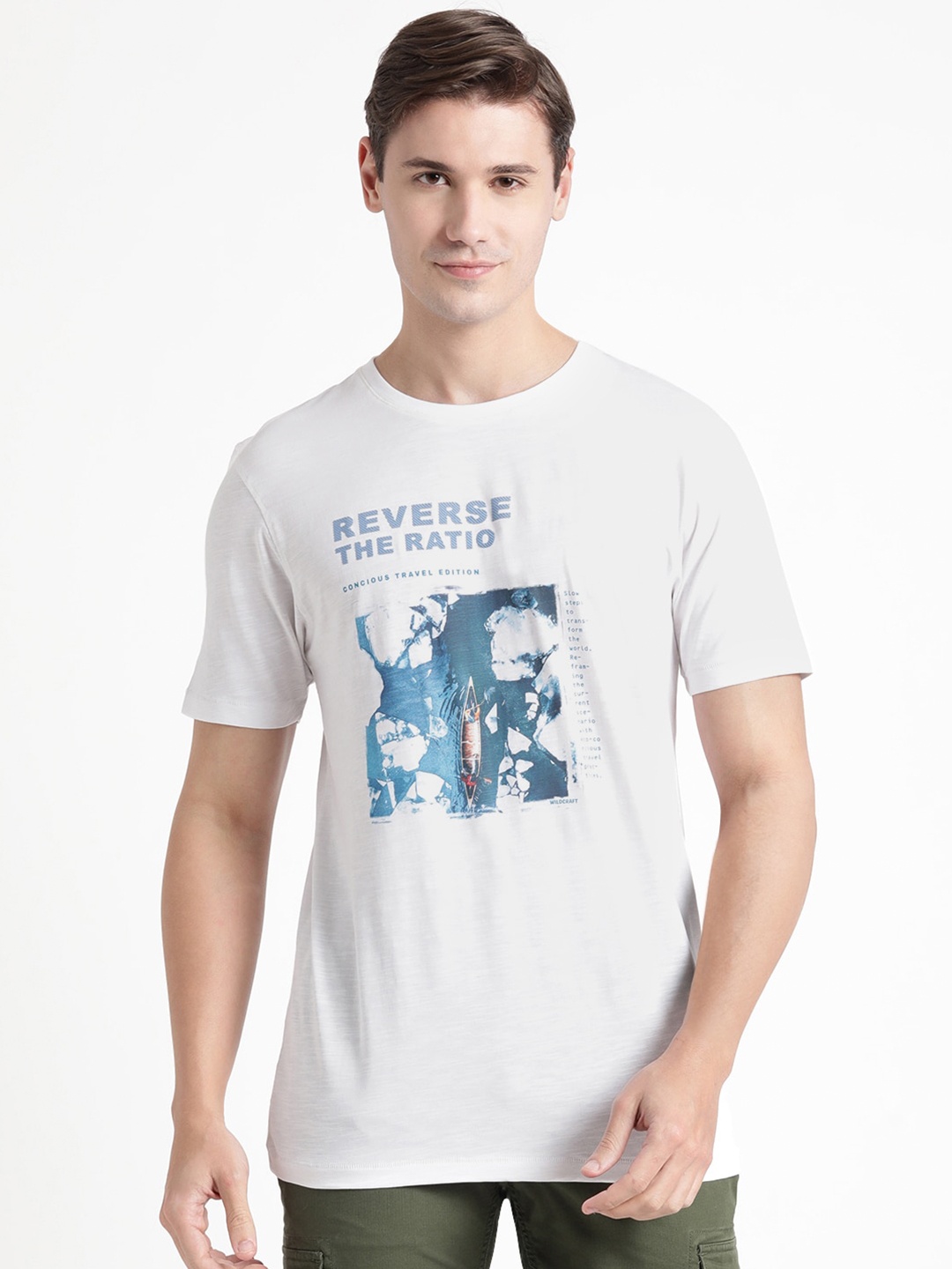 Wildcraft Graphic Printed Pure Cotton Rapid-Dry T-shirt, White