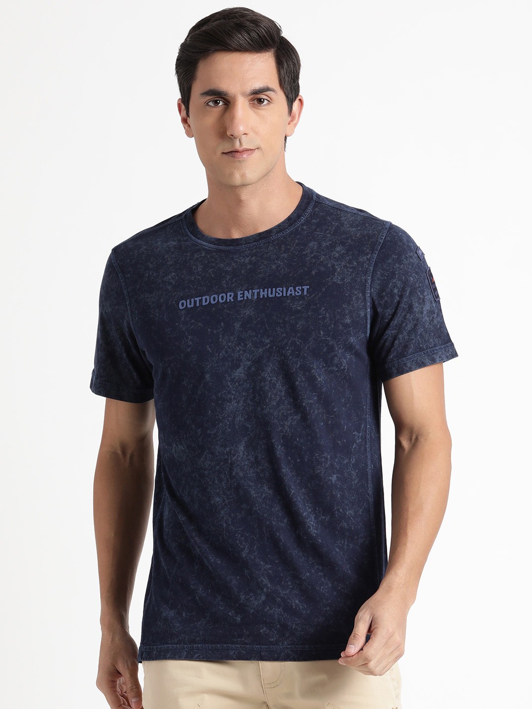 

Wildcraft Abstract Printed Rapid-Dry Pure Cotton T-shirt, Navy blue