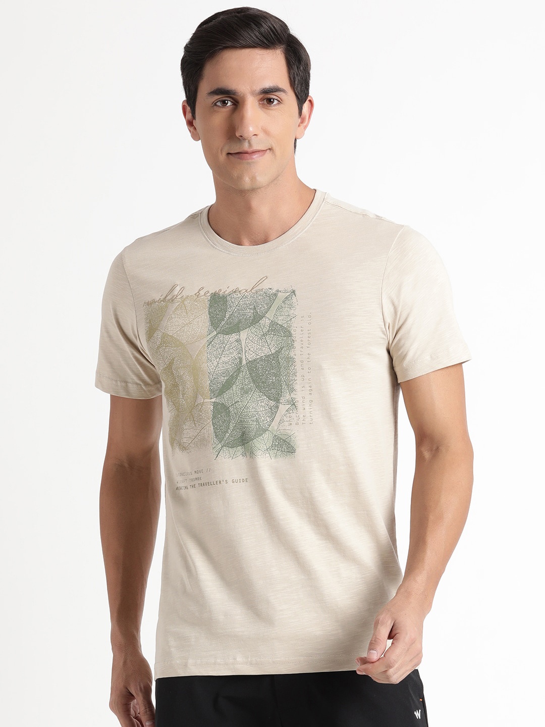 

Wildcraft Graphic Printed Pure Cotton Rapid-Dry Anti-odour Breathable T-shirt, Beige