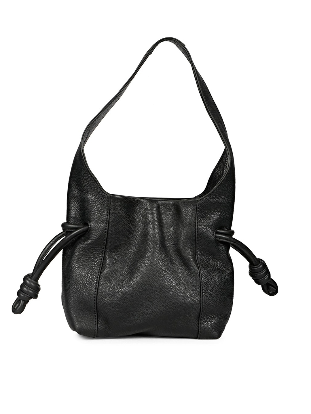 

Saint G Black Leather Structured Shoulder Bag with Fringed