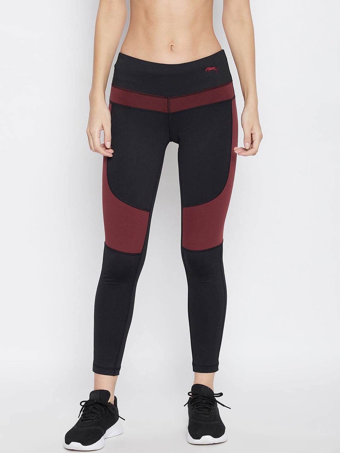 

JUMP USA Colourblocked Antimicrobial Dry Fit Sports Tights, Black