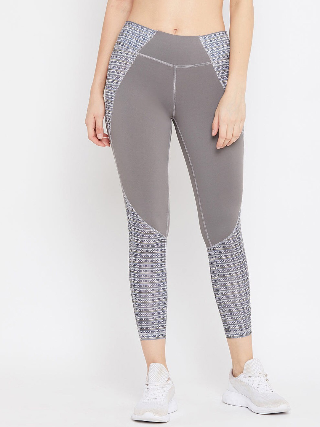 

JUMP USA Women Printed Dry-Fit Active Wear Tights, Grey