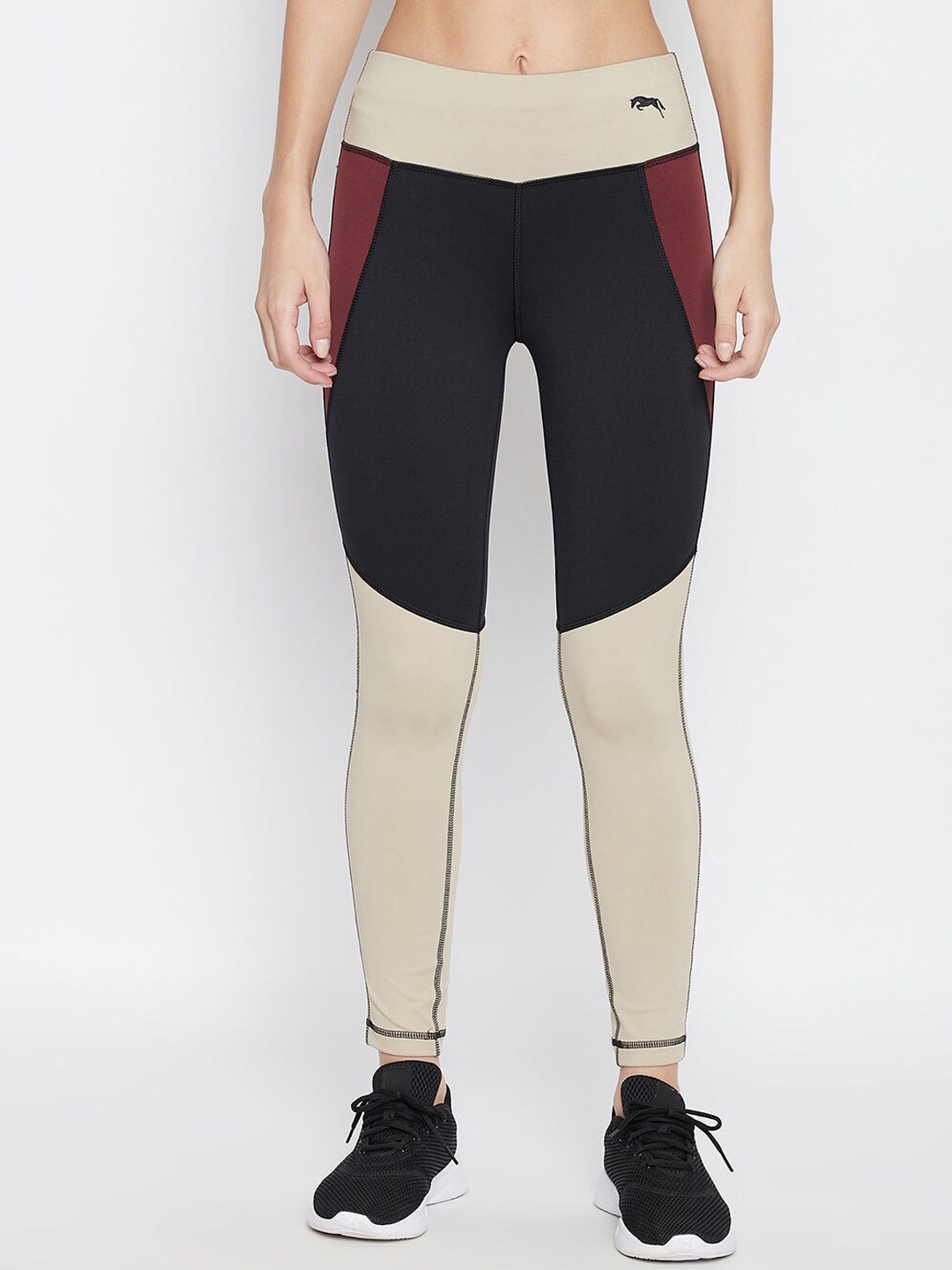 

JUMP USA Women ColorBlocked Activewear Gym Tights, Black