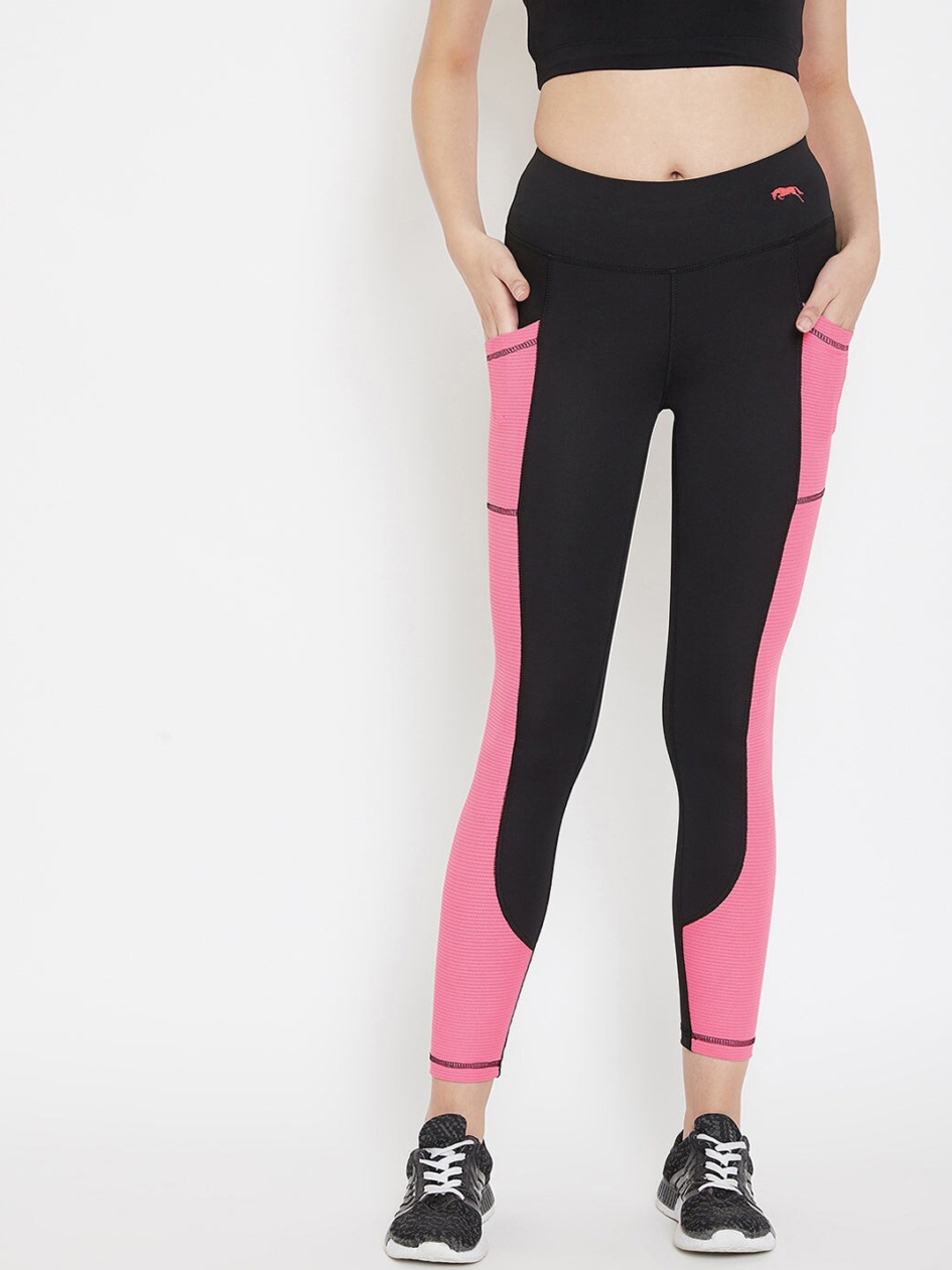 

JUMP USA Colourblocked Dry-Fit Training or Gym Sports Tights, Black