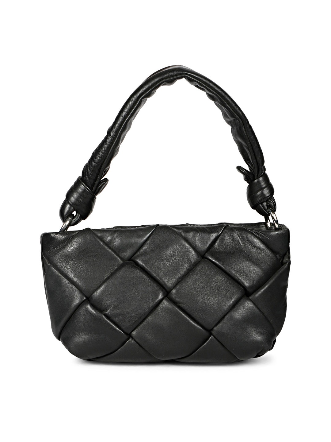 

Saint G Leather Structured Handheld Bag with Quilted, Black