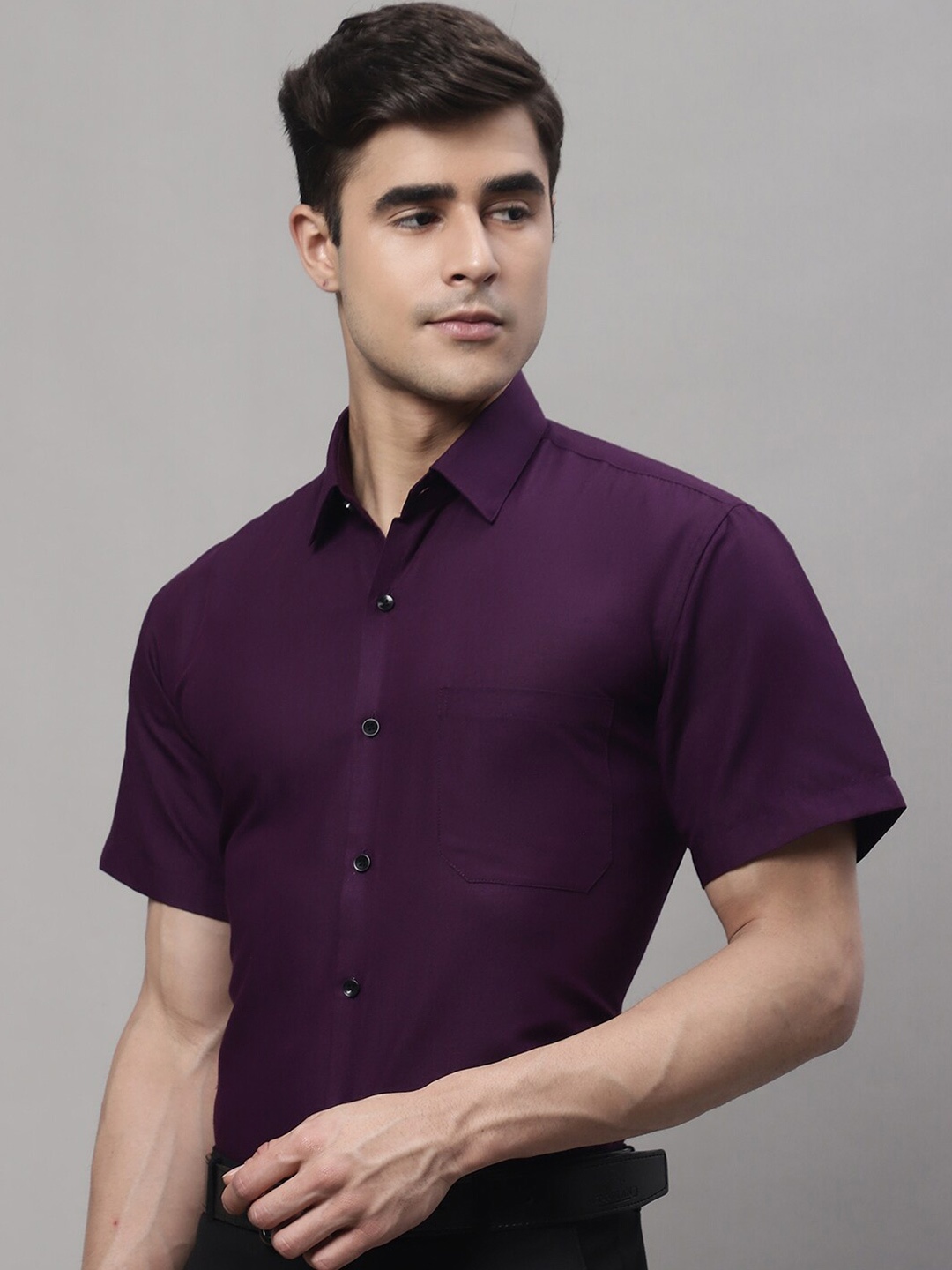

JAINISH Spread Collar Cotton Formal Shirt, Purple
