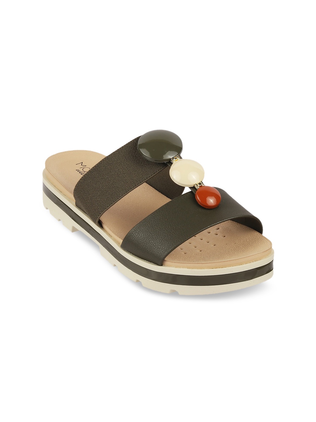 

MODARE Women Embellished Open Toe Flats, Olive