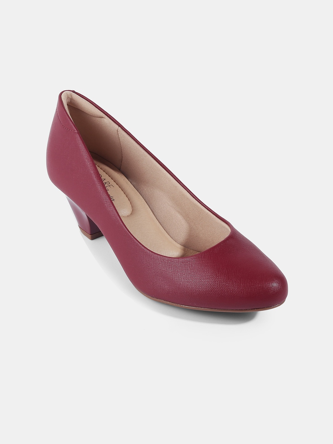 

MODARE Textured Pointed Toe Block Pumps, Burgundy