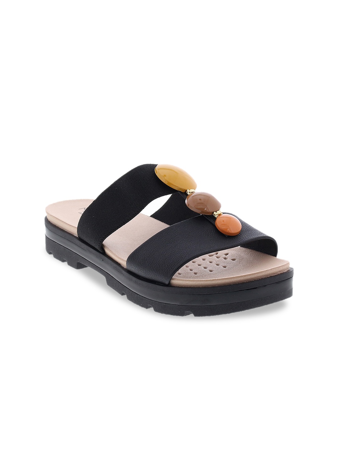 

MODARE Women Embellished Open Toe Flats, Black