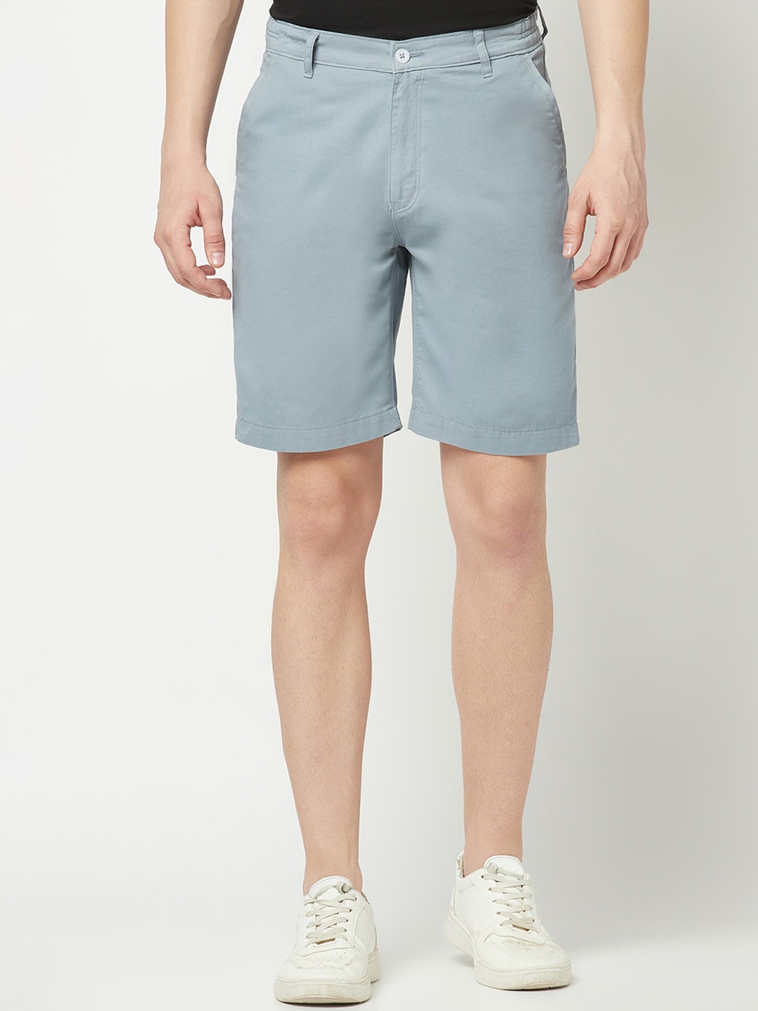 

Crimsoune Club Men Slim Fit Pure Cotton Chino Shorts, Blue