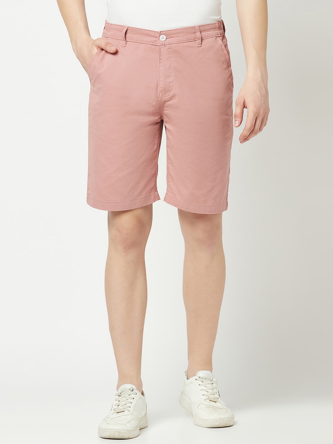 

Crimsoune Club Men Slim Fit Pure Cotton Chino Shorts, Pink