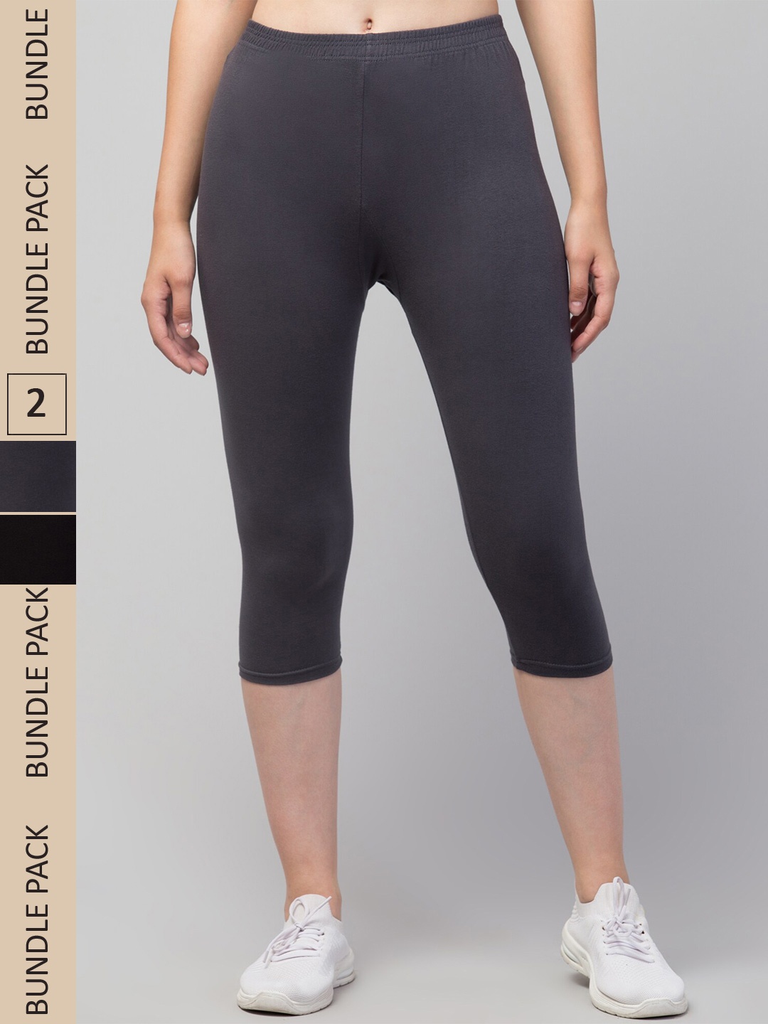 

Apraa & Parma Women Pack Of 2 Skinny Fit Capris, Black