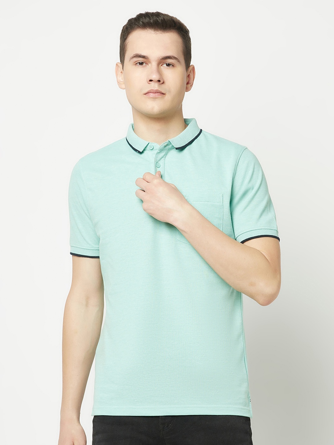 

Crimsoune Club Polo Collar Slim Fit T-shirt, Green