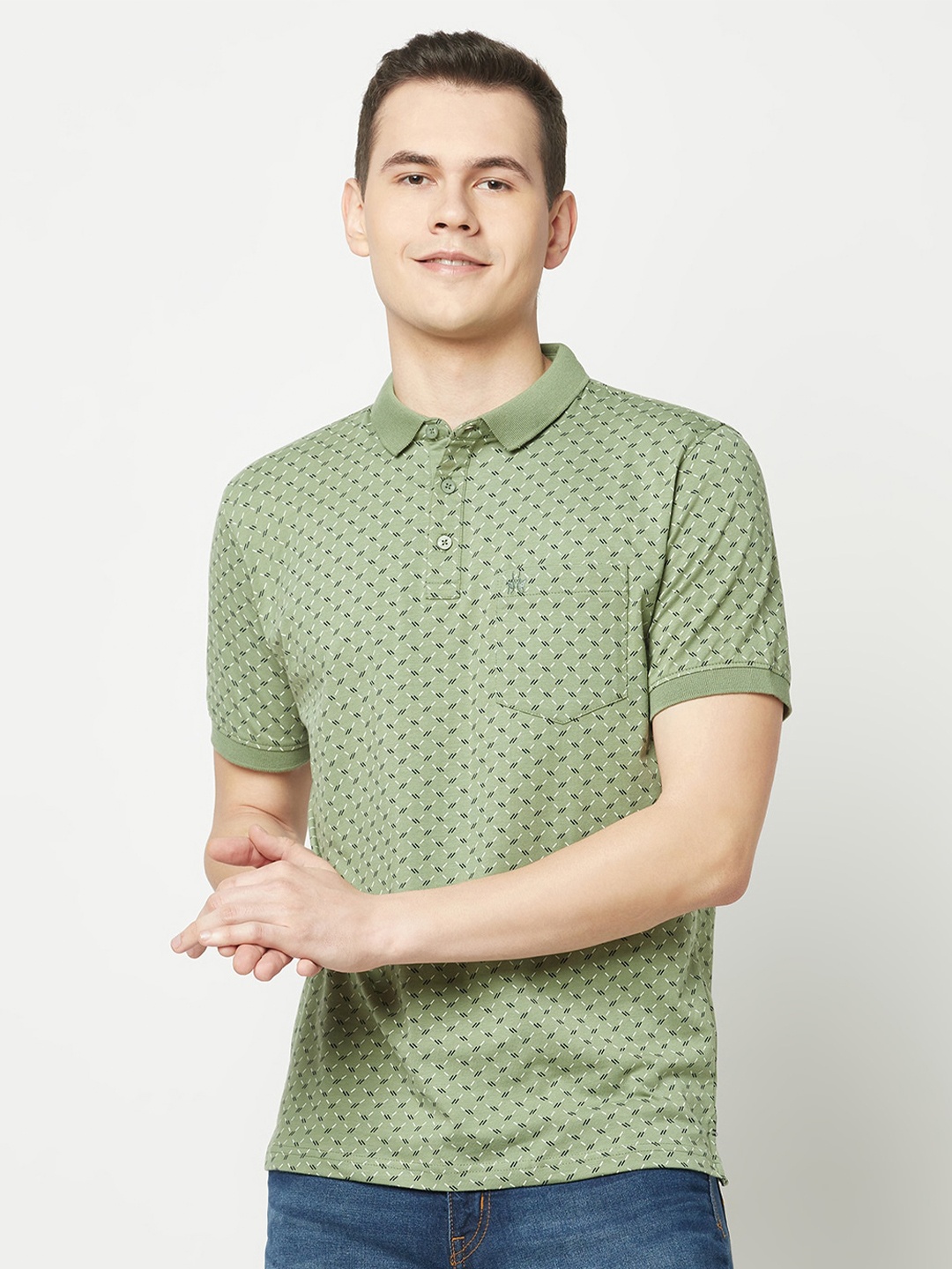 

Crimsoune Club Printed Polo Collar T-shirt, Green