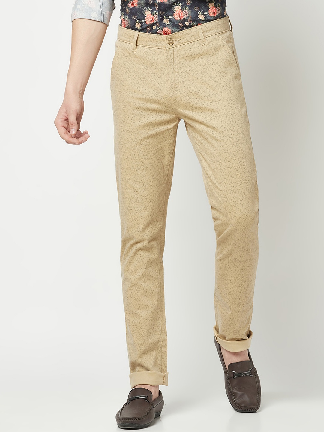 

Crimsoune Club Men Printed Relaxed Mid-Rise Chinos, Brown