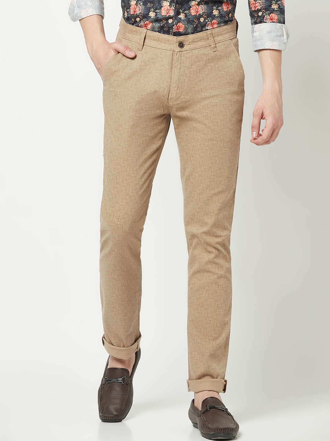 

Crimsoune Club Men Printed Relaxed Mid-Rise Chinos, Brown