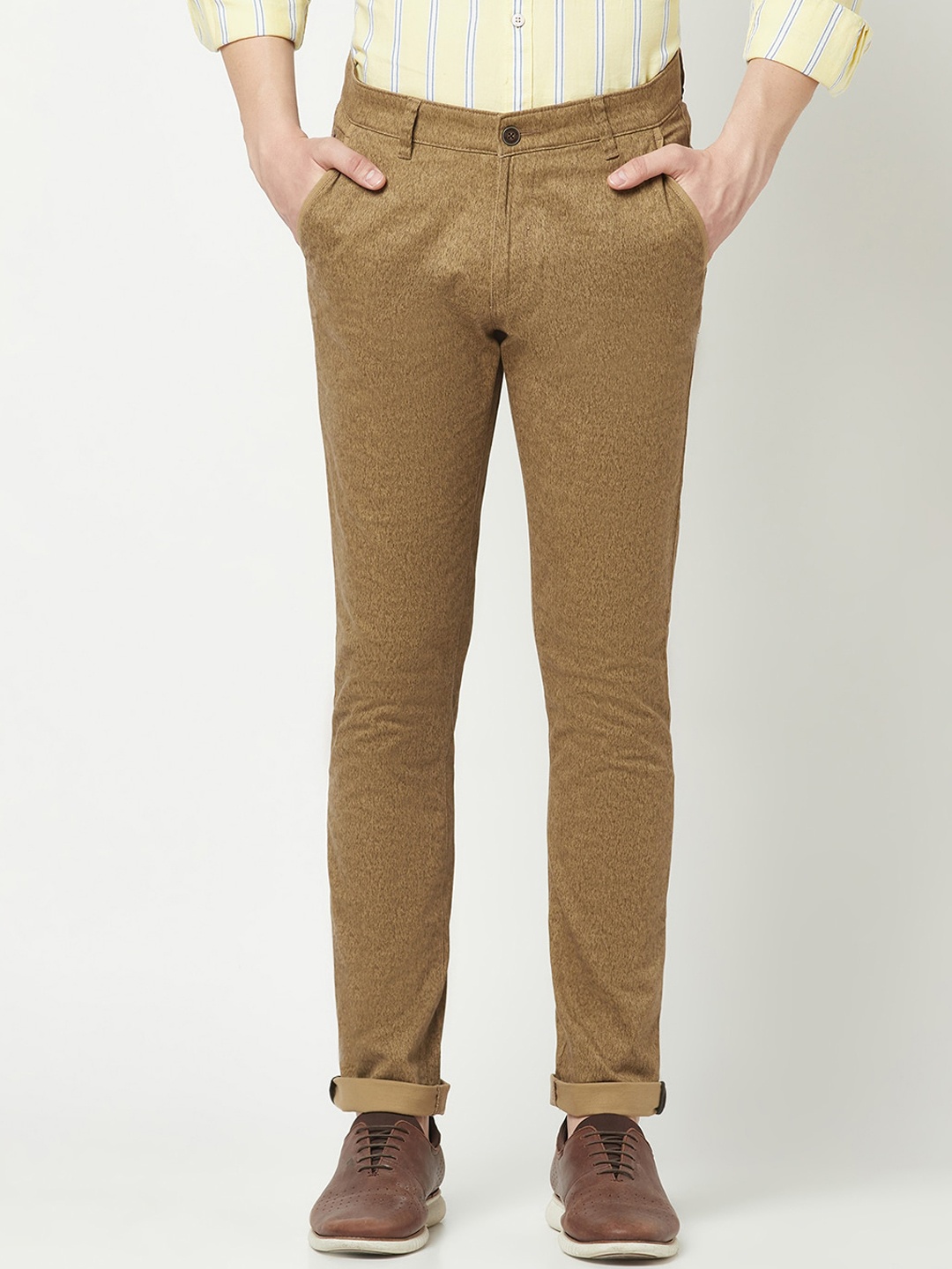 

Crimsoune Club Men Textured Relaxed Mid-Rise Chinos, Brown