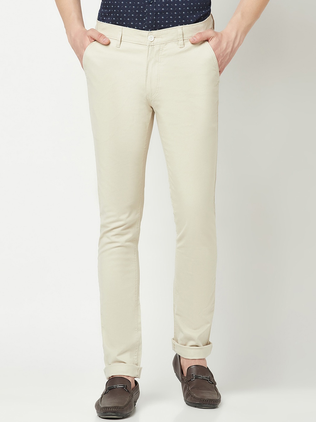

Crimsoune Club Men Relaxed Mid-Rise Chinos, Cream