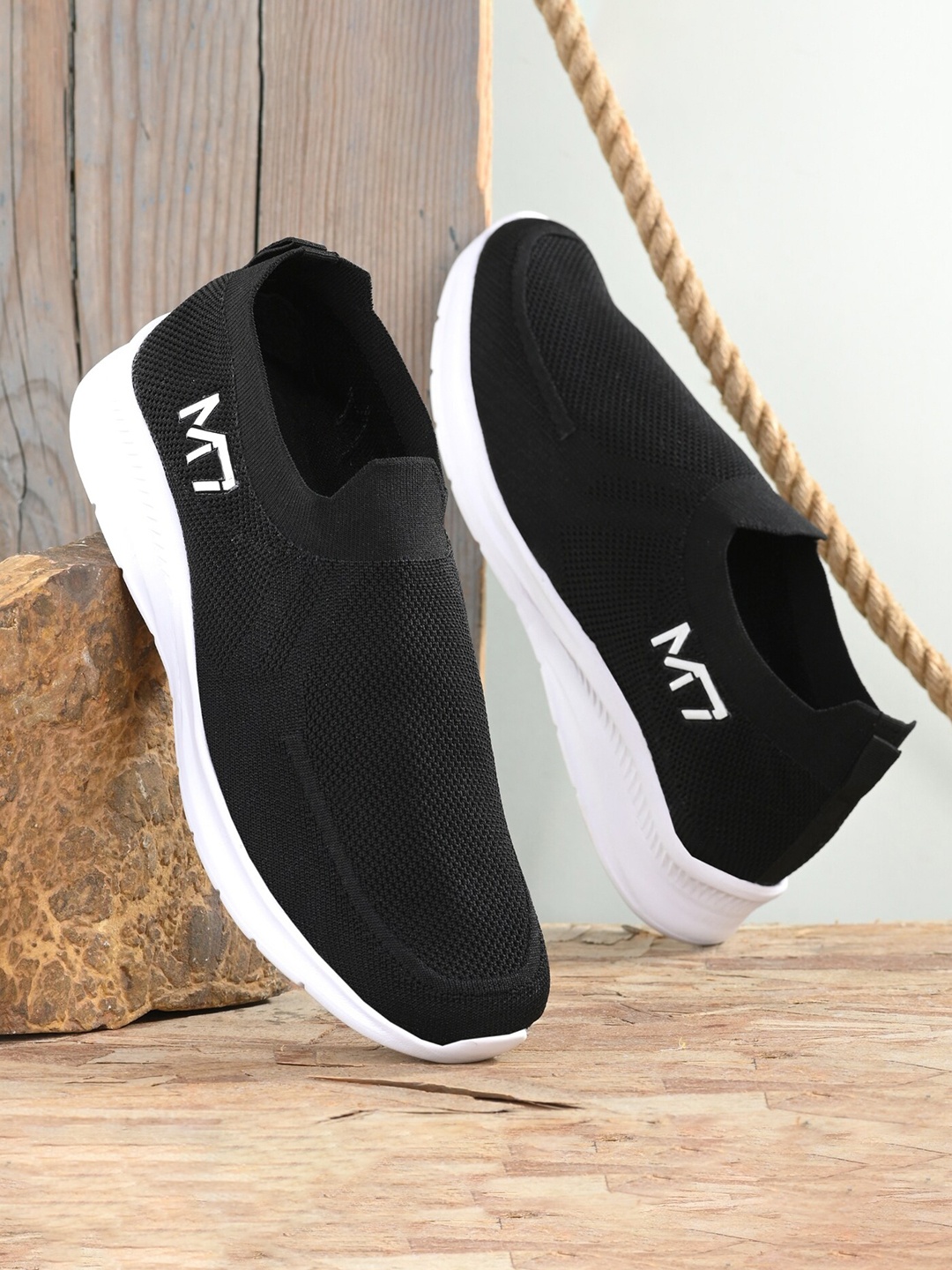 

M7 by Metronaut Men Mesh Walking Non-Marking Slip On Shoes, Black