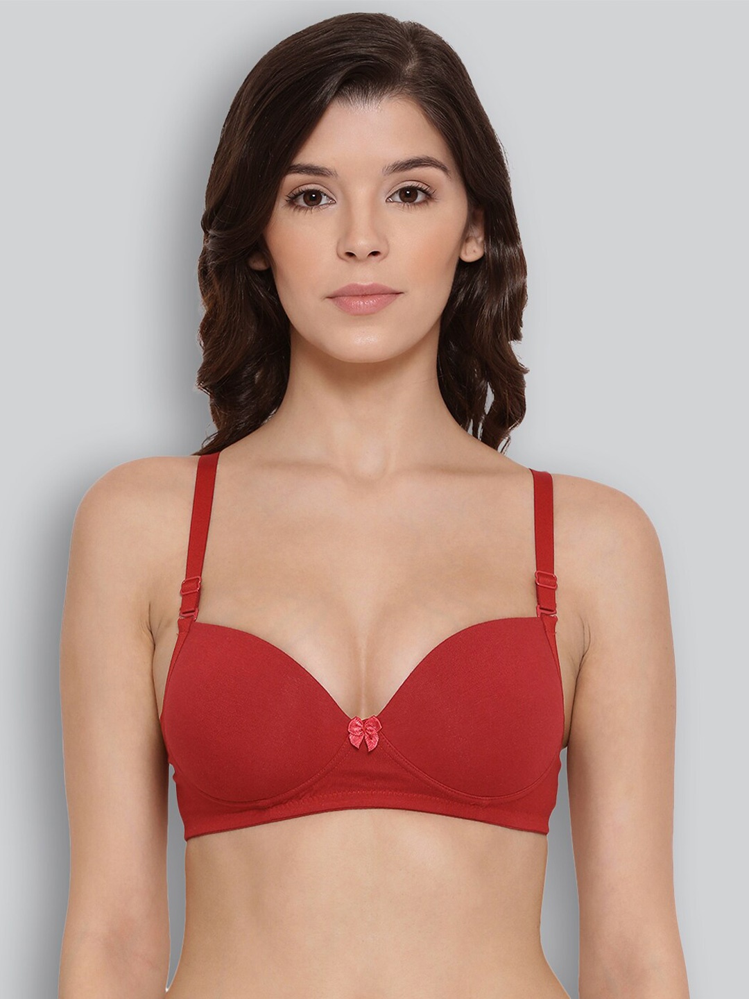 

LYRA Lightly Padded Non-Wired Cotton T-shirt Bra, Red