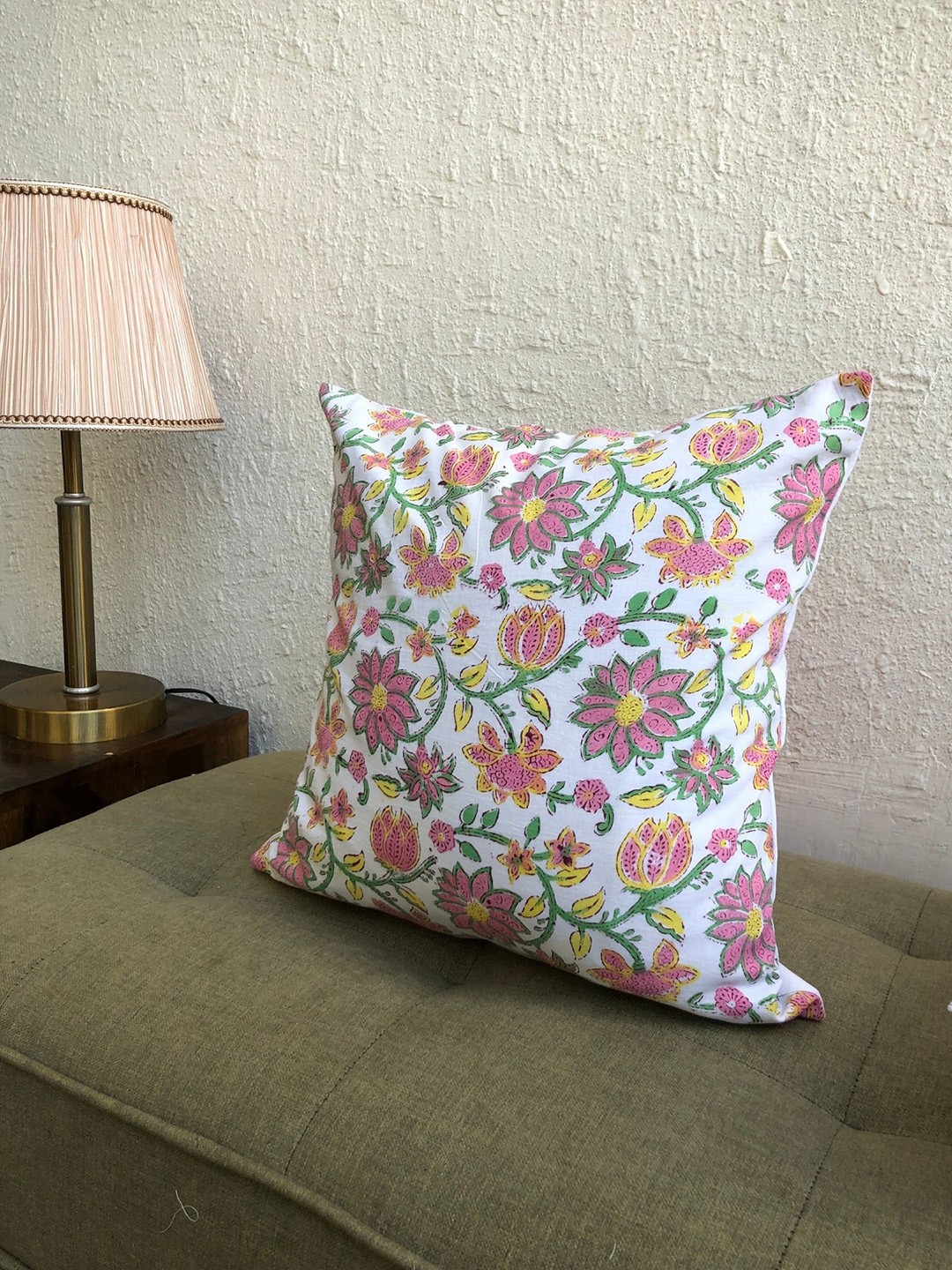 

JASMEY HOMES madhuban Pink Colourblocked Cotton Square Cushion Cover