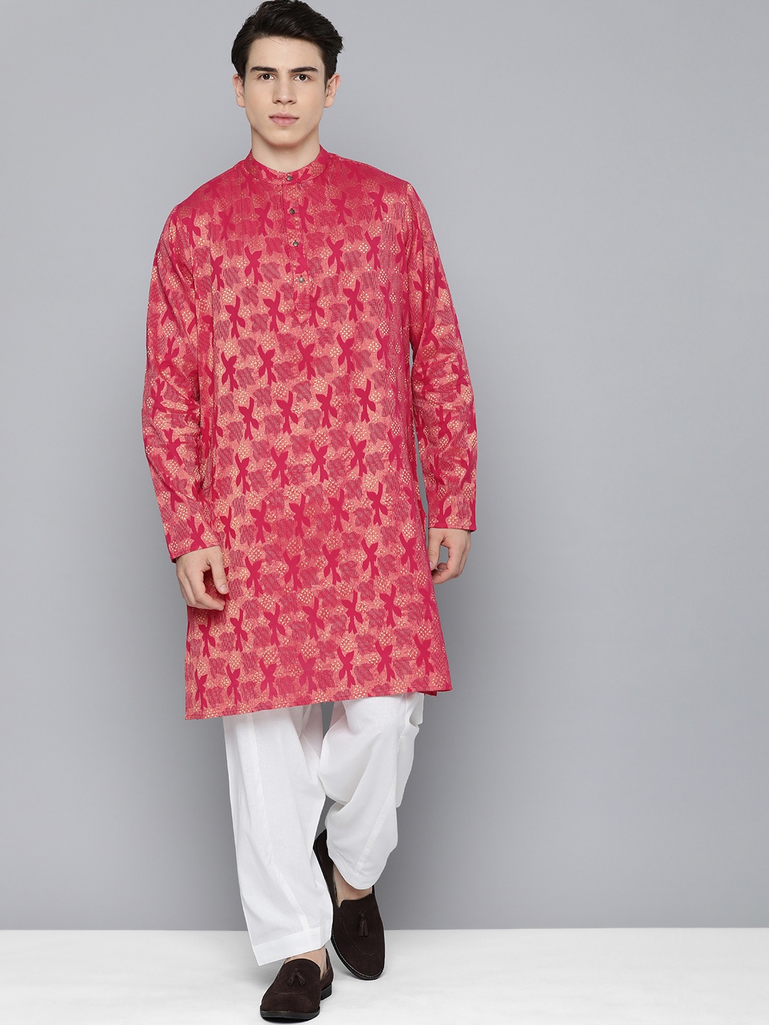 

HERE&NOW Abstract Pure Cotton Kurta With Pyjamas, Pink