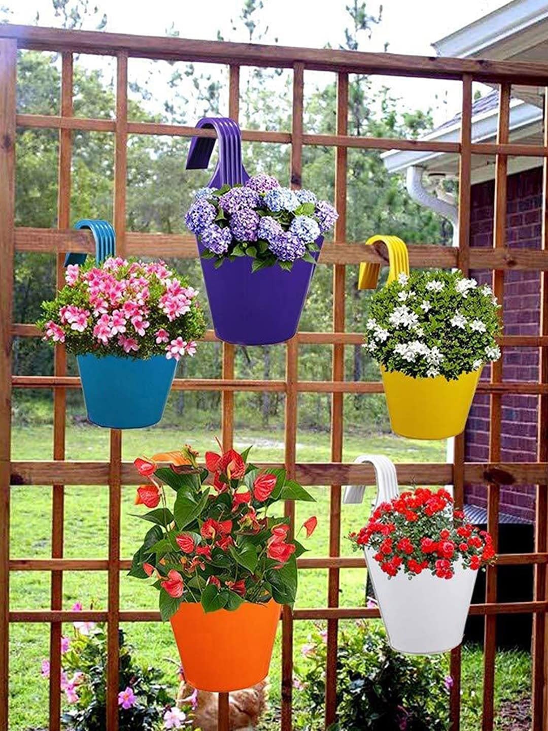 

Kuber Industries White 4 Pcs Single Hook Planters